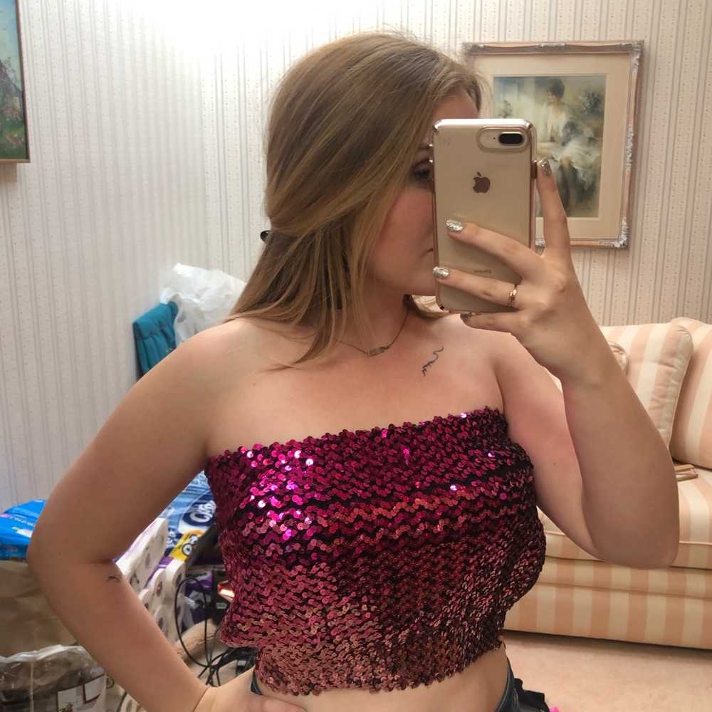 sequin cropped tube top